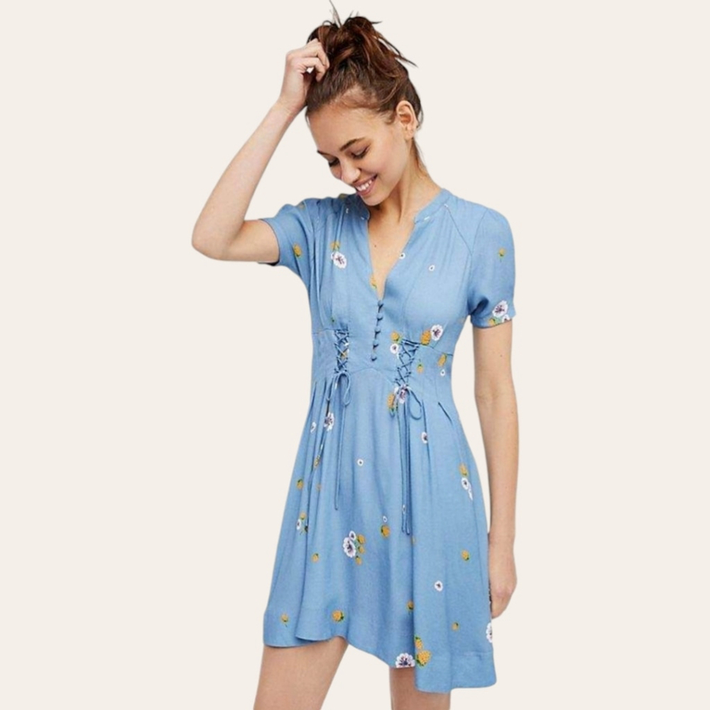 Free People Blue Floral Dress